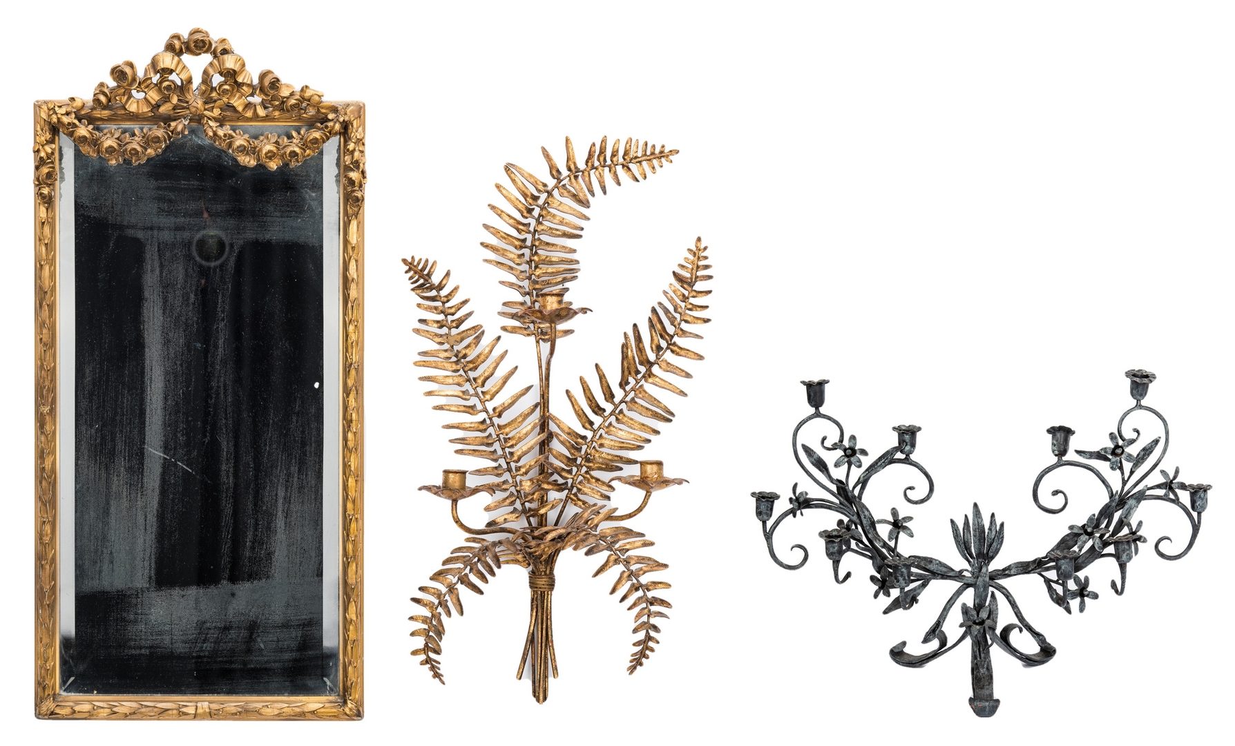 Lot 293: Decorative Mirror, Sconce & Candeabra