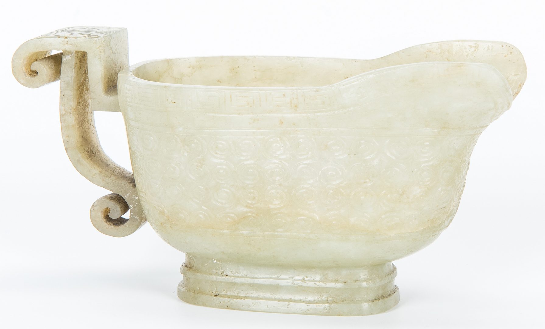 Lot 2: Archaic form Jade Libation Cup & 2 Jade Belt Hooks
