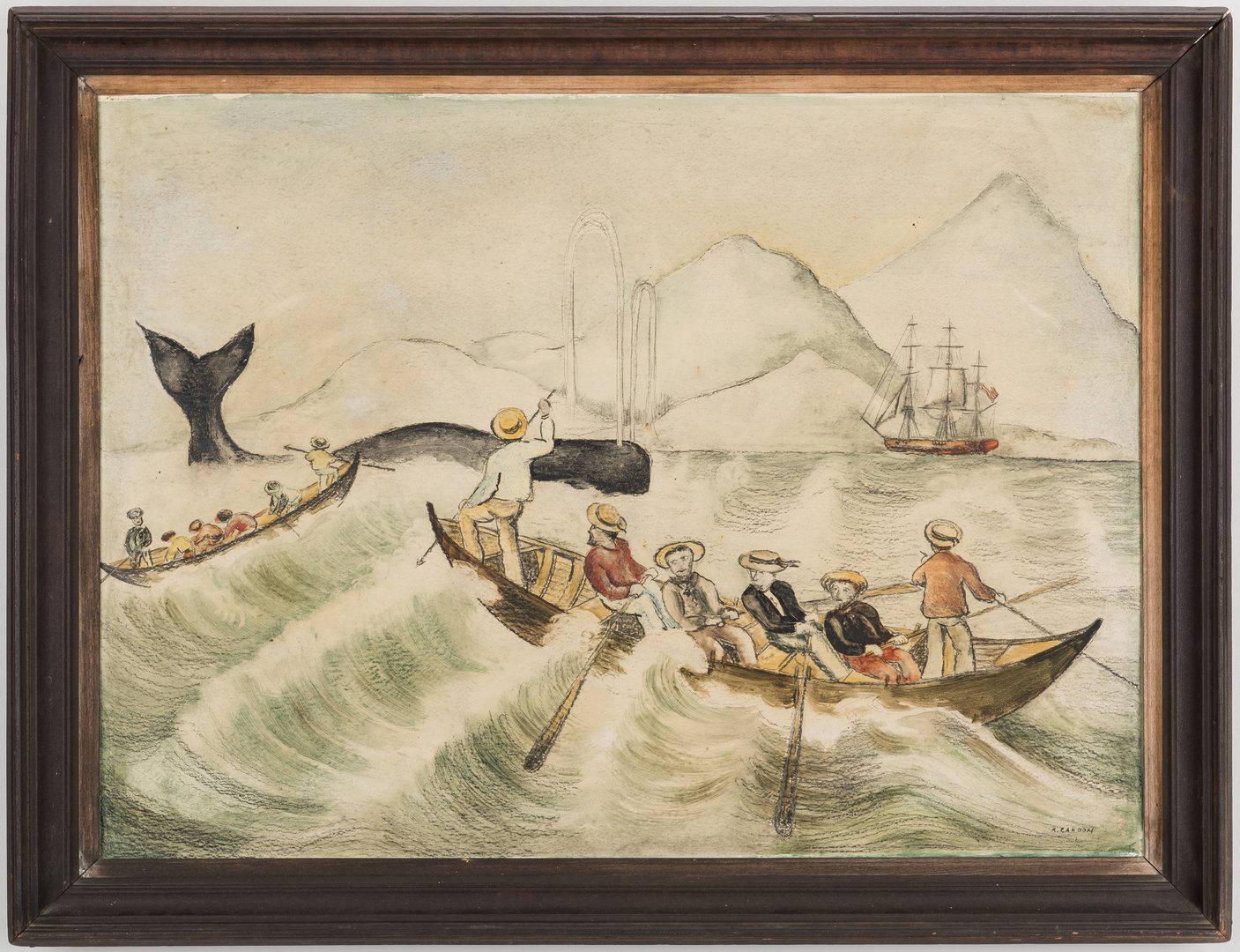 Lot 300: Attr. Ralph Cahoon, Folk Art Sailor Painting