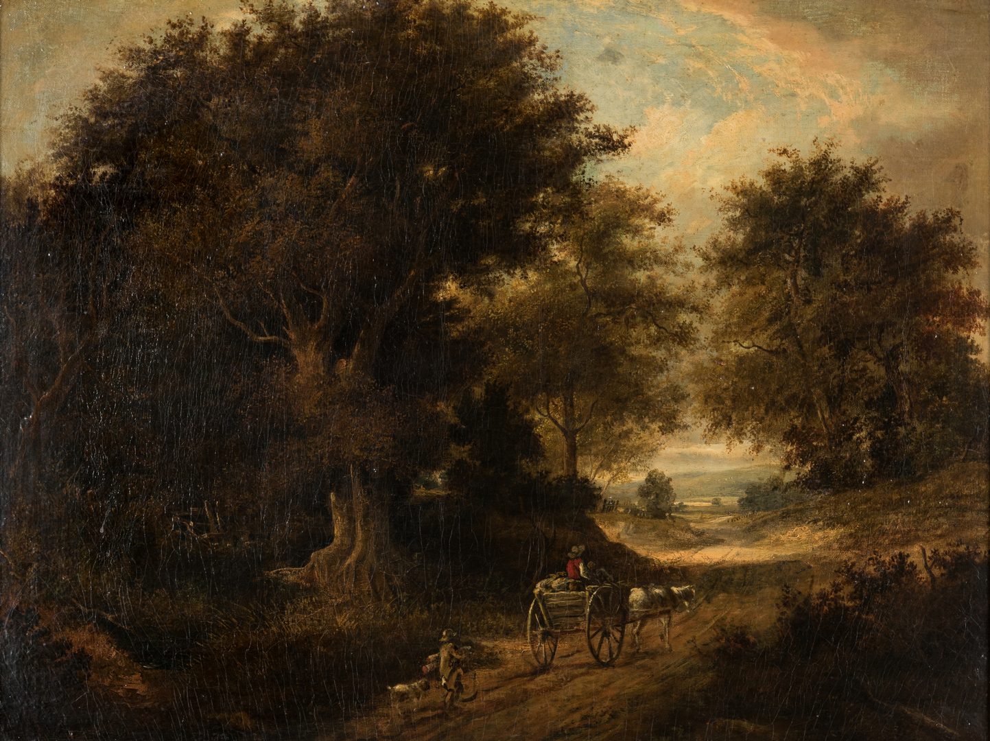 Lot 315: George Vincent 19th C. Landscape with figures and cart