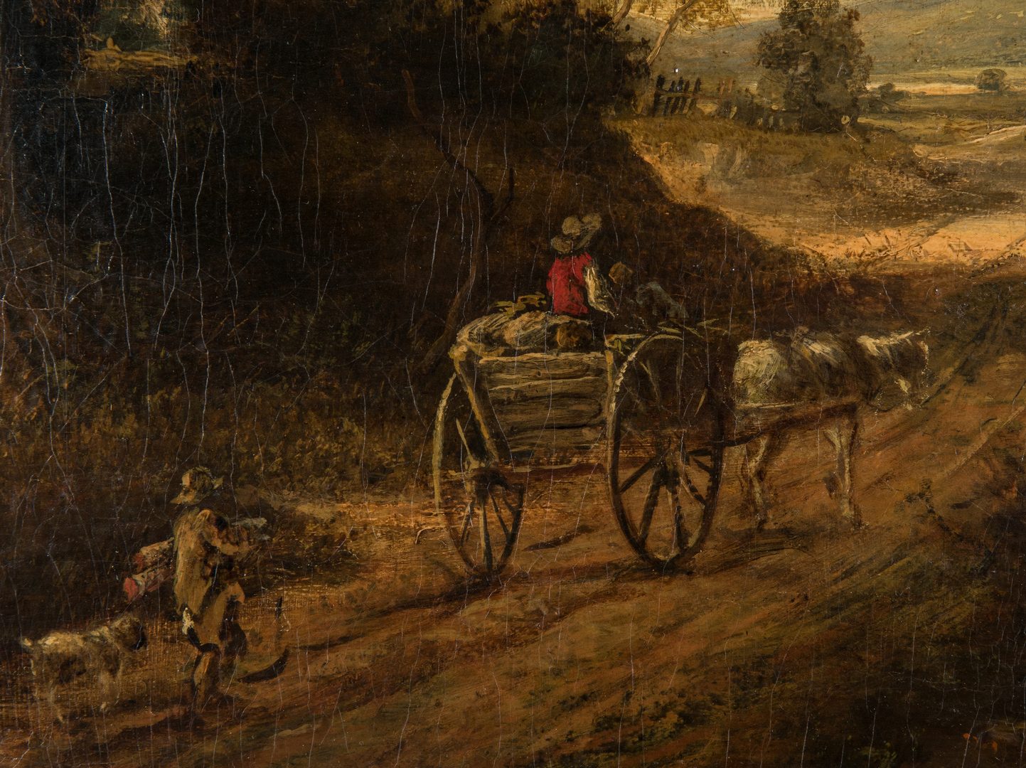 Lot 315: George Vincent 19th C. Landscape with figures and cart