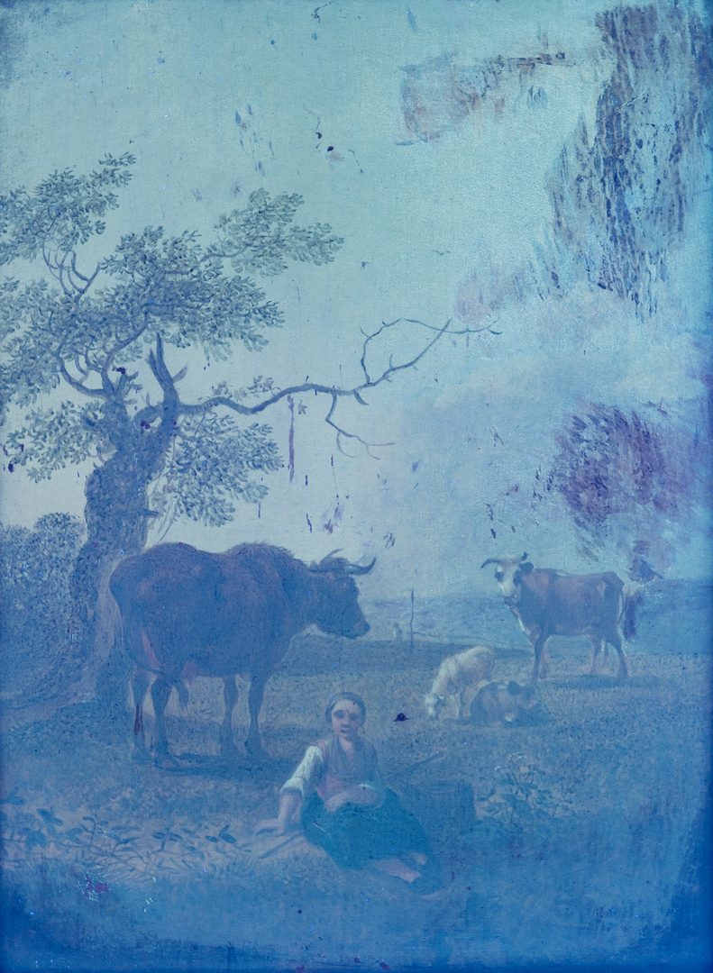 Lot 317: Johann Christian Klengel O/B, Landscape w/ Cows