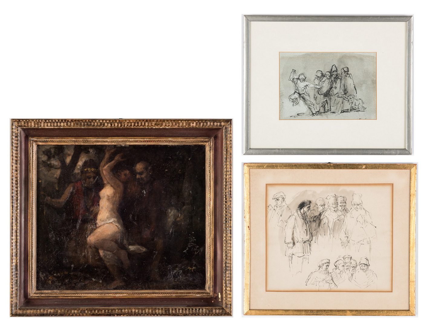 Lot 319: 3 Works Attr. to Thomas Clark, incl. Nymph and Shepherds Painting