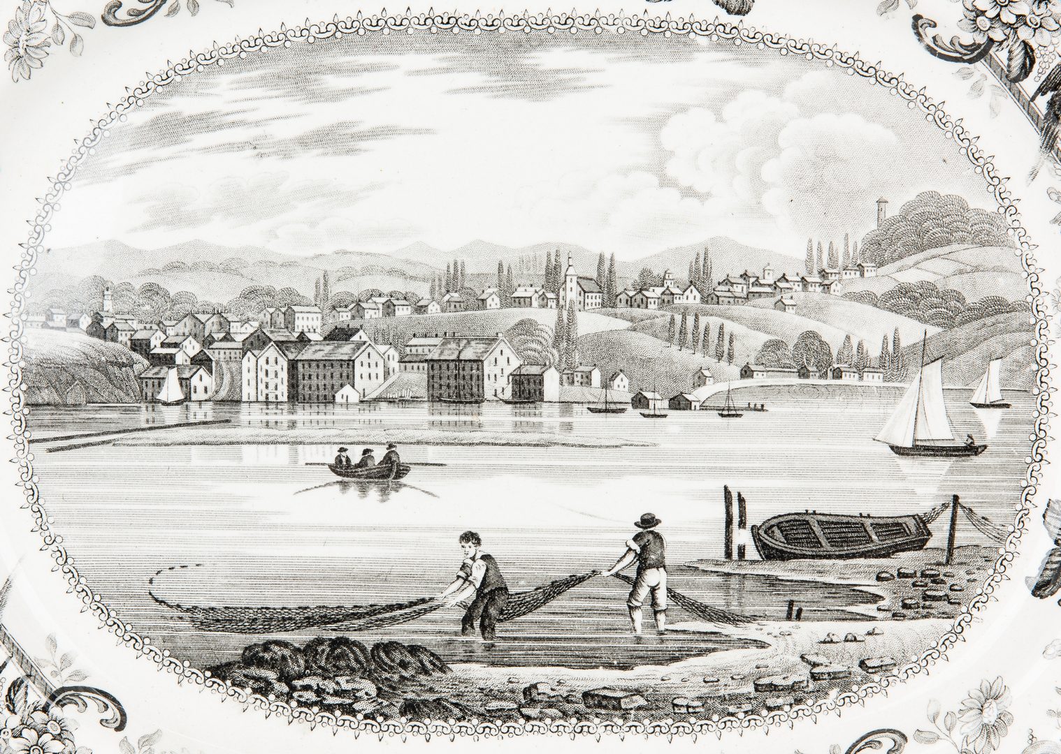Lot 330: 2 Historical Staffordshire Platters, Hudson River Views