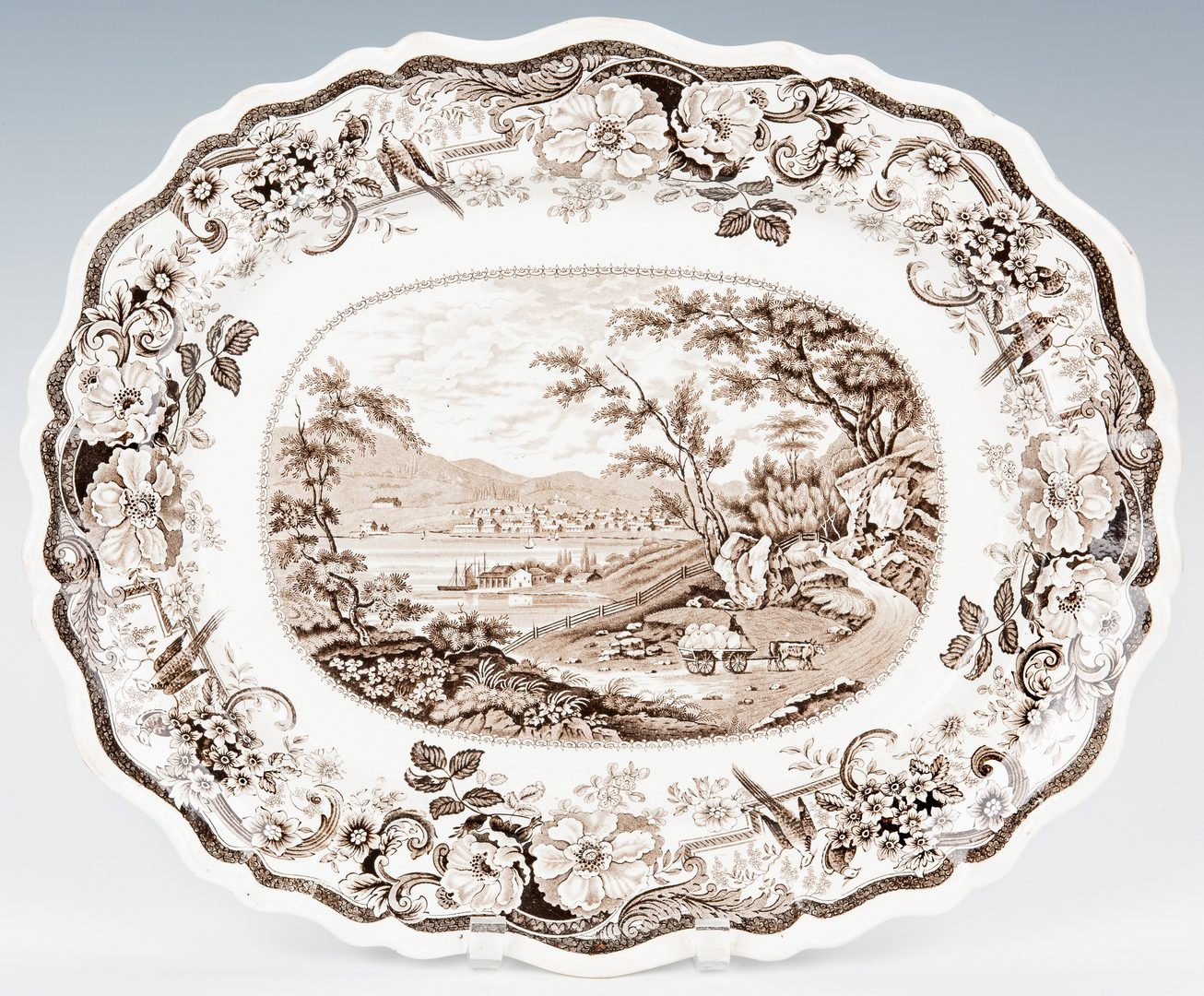 Lot 330: 2 Historical Staffordshire Platters, Hudson River Views