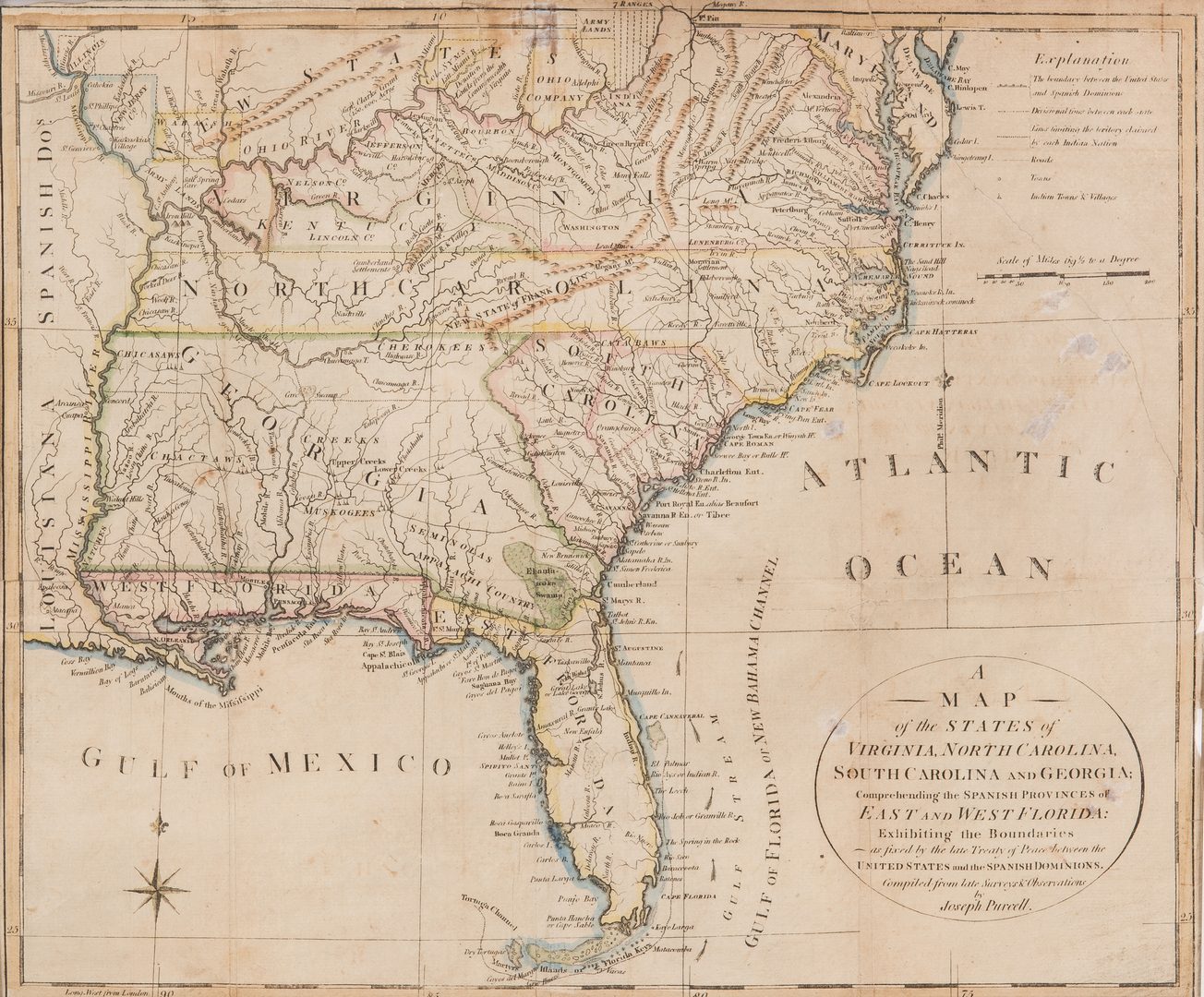 Lot 337: 18th c. Purcell  Map, "State of Franklin"