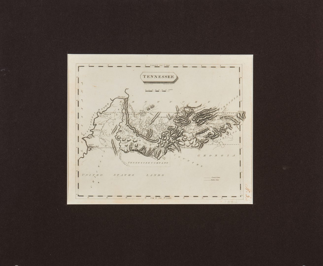 Lot 339: Tennessee Map, Samuel Lewis & Alexander Lawson, 1804