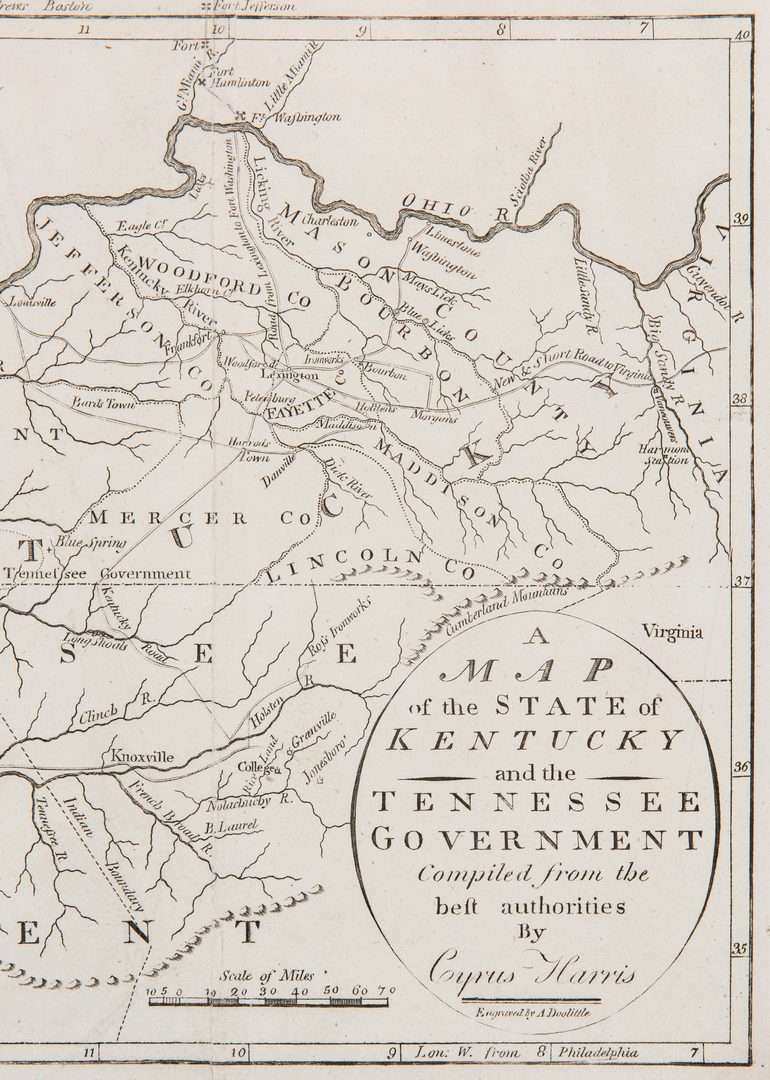 Lot 340: Cyrus Harris KY & TN Map, 1796