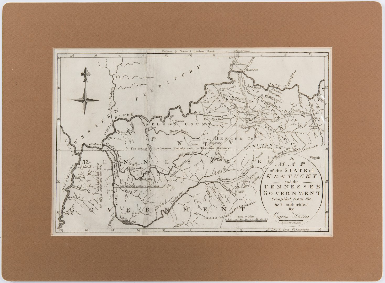 Lot 340: Cyrus Harris KY & TN Map, 1796