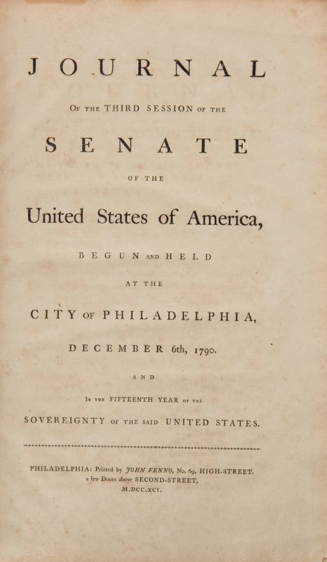 Lot 347: 3rd Session U.S. Senate, Thos. Blount Owned, KY related