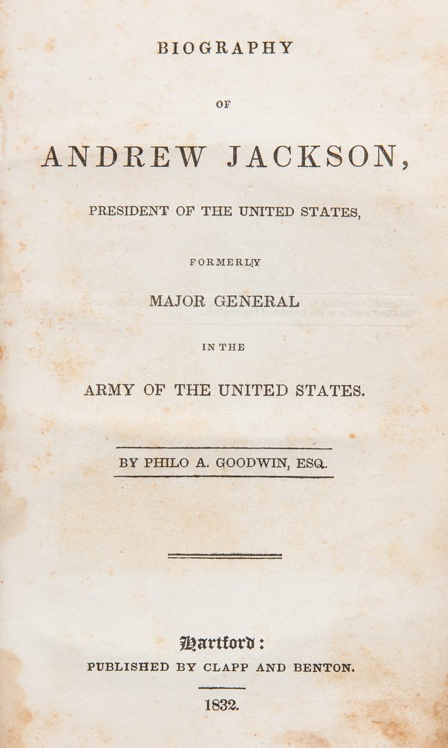 Lot 351: 5 Books/Documents Related to Andrew Jackson and War of 1812