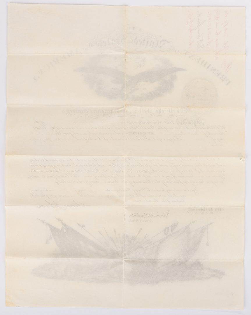 Lot 357: Andrew Johnson War Commission Document