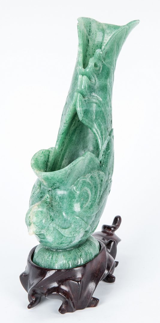 Lot 35: Jade Brush Holder, 2 Hardstone Figurals and Stone