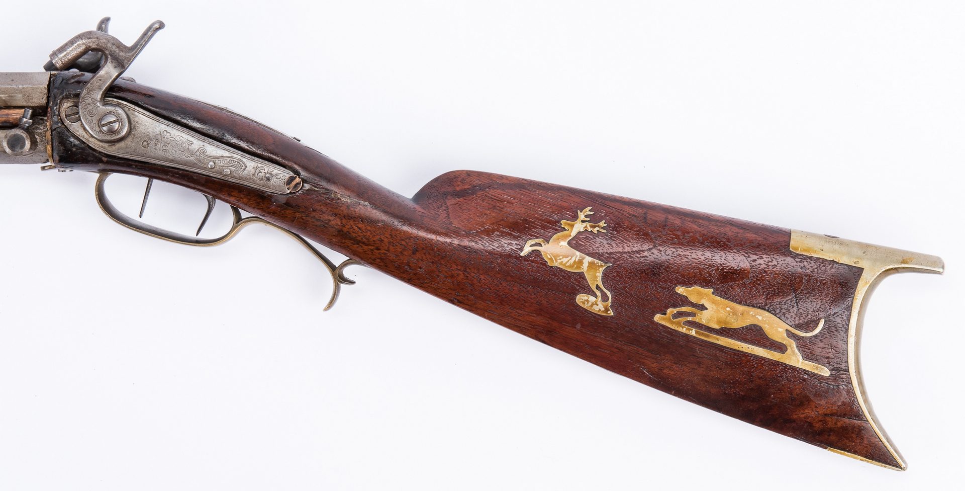 Lot 375: Inlaid O/U rifle plus TN Bayonet