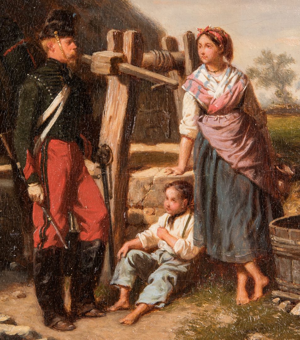 Lot 383: J.L. Hippolyte Bellange painting – Soldier At The Well