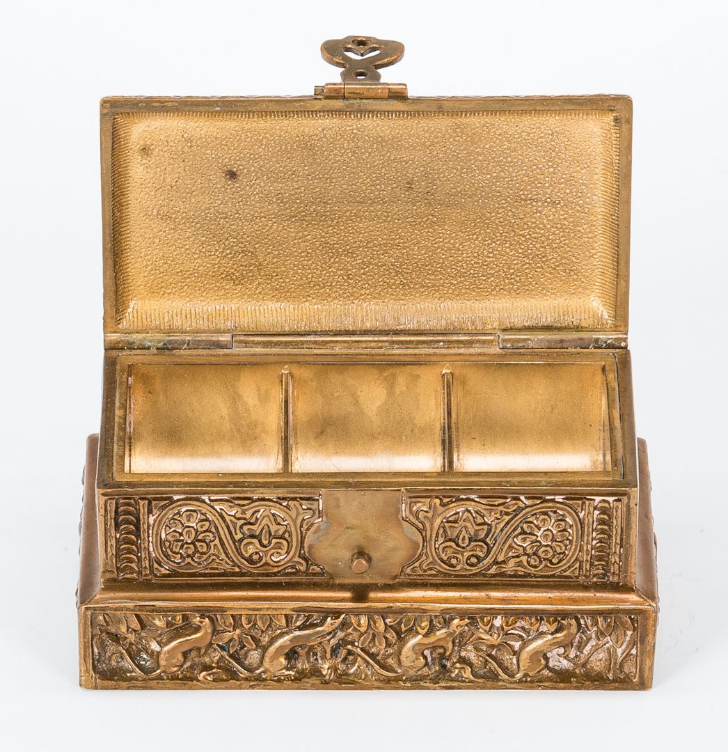 Lot 390: Tiffany Gilt Bronze Stamp Box