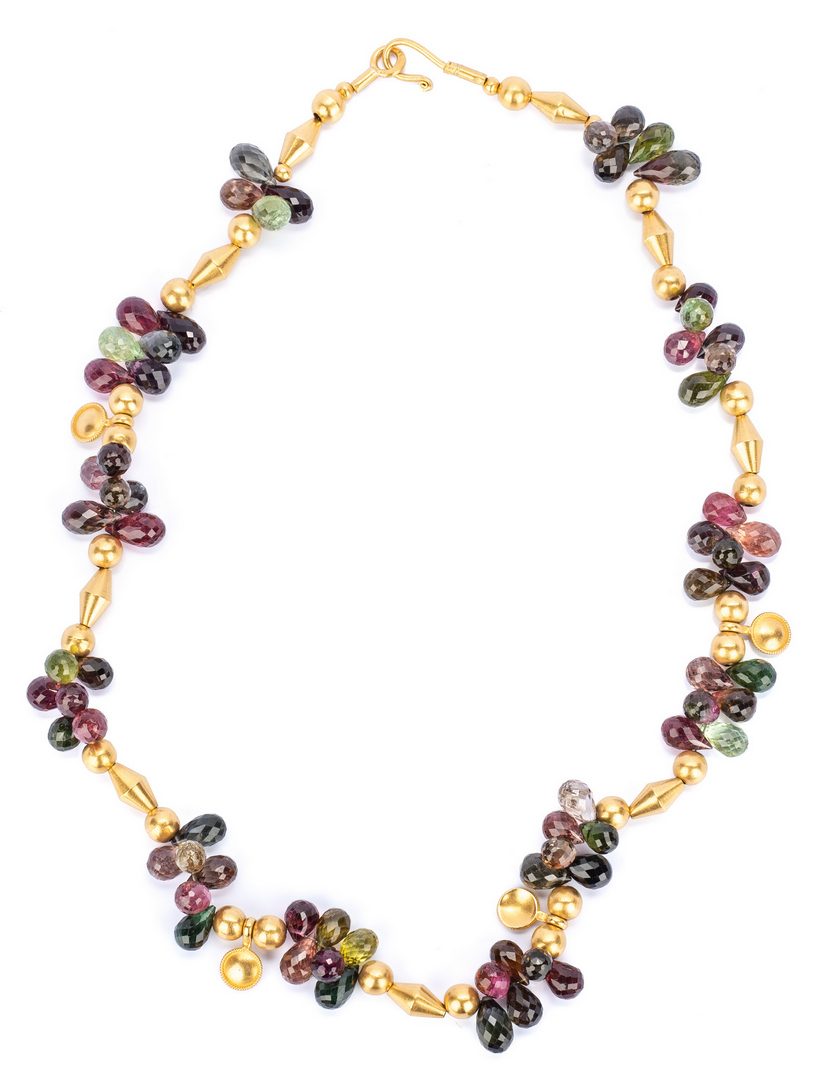 Lot 408: Two Gold and Gemstone Necklaces