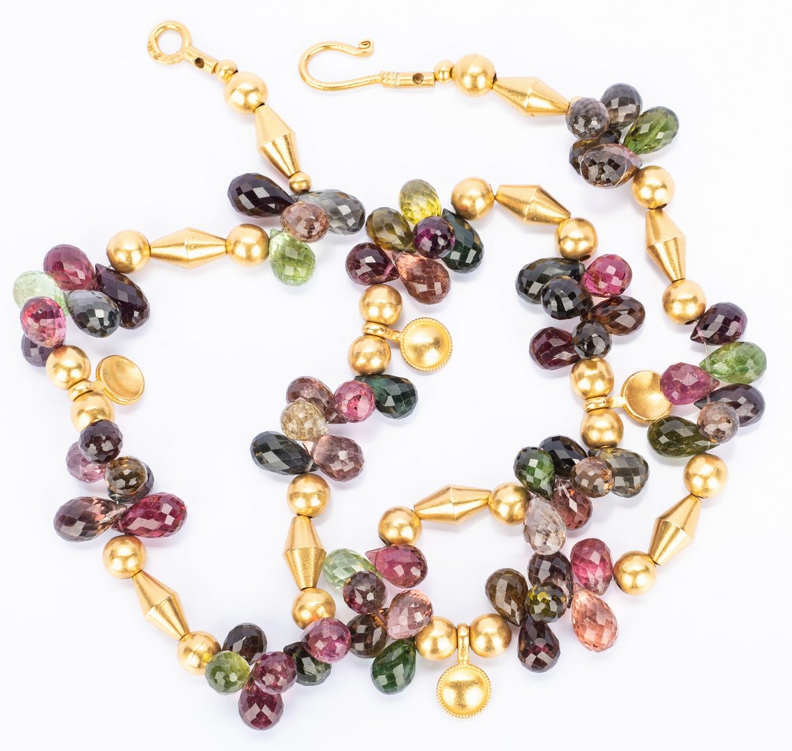 Lot 408: Two Gold and Gemstone Necklaces