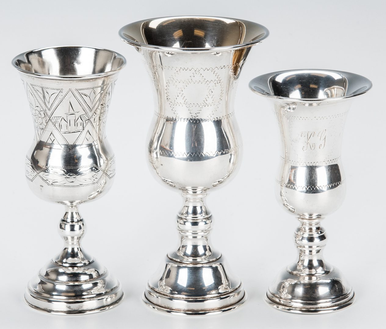 Lot 411: 7 goblets and cups incl. Russian Kiddush