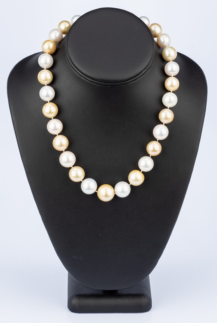 Lot 43: White, Lt. Golden South Sea Pearls w/ Dia. Clasp