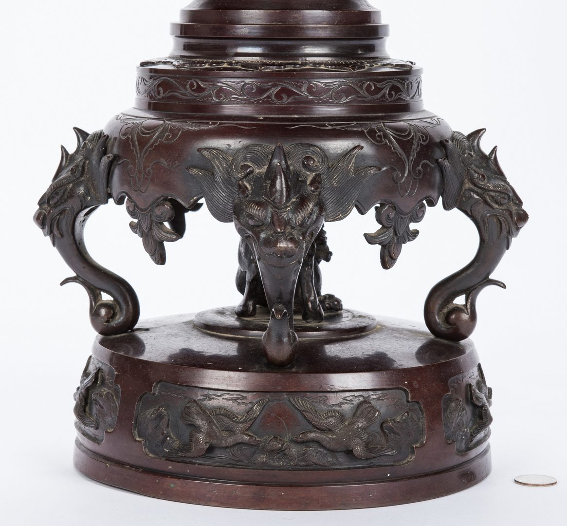 Lot 442: Japanese Meiji Bronze Pedestal Urn