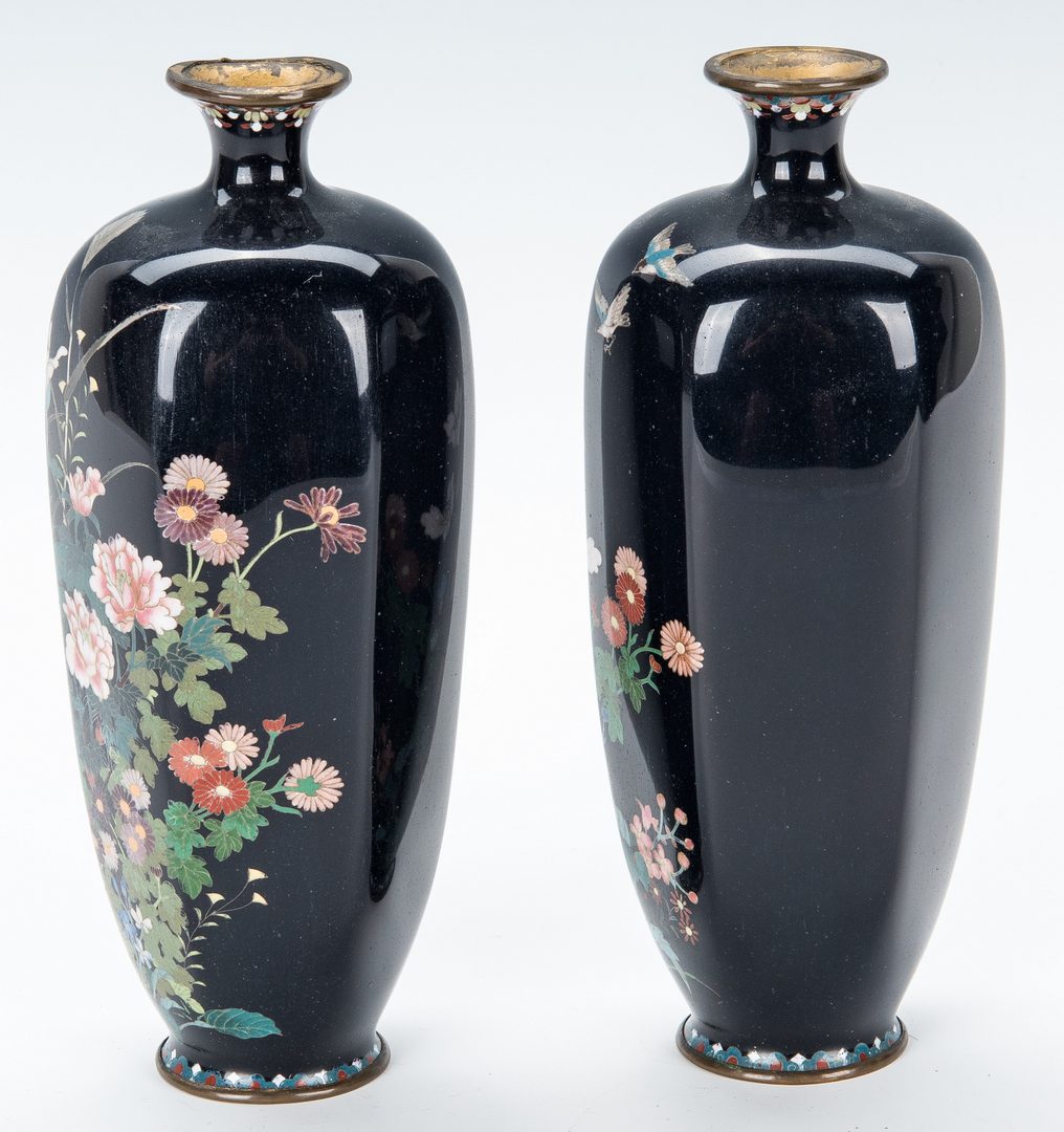 Lot 446: 2 Asian Cloisonne Vases, Birds and Peonies