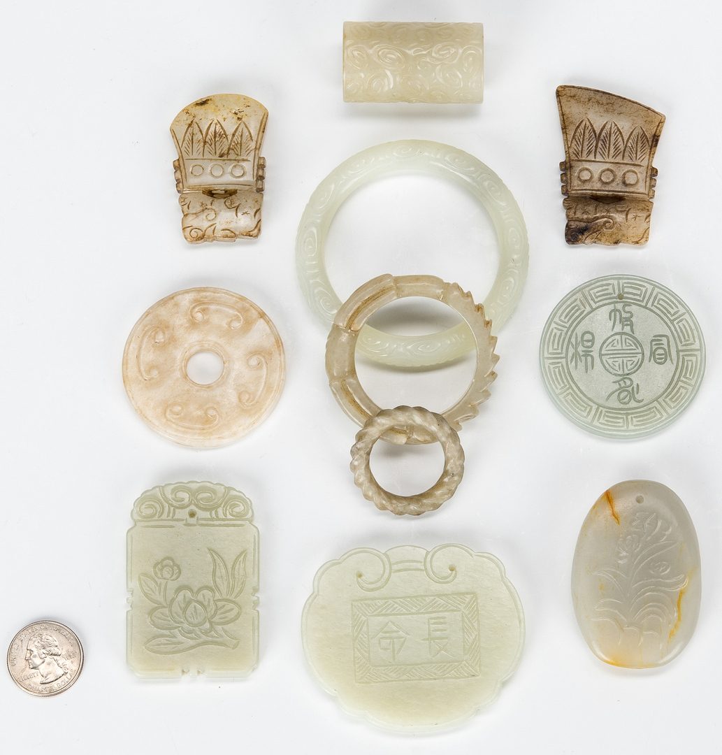 Lot 453: 11 Chinese Carved Jade items