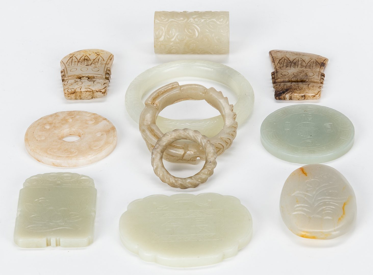 Lot 453: 11 Chinese Carved Jade items