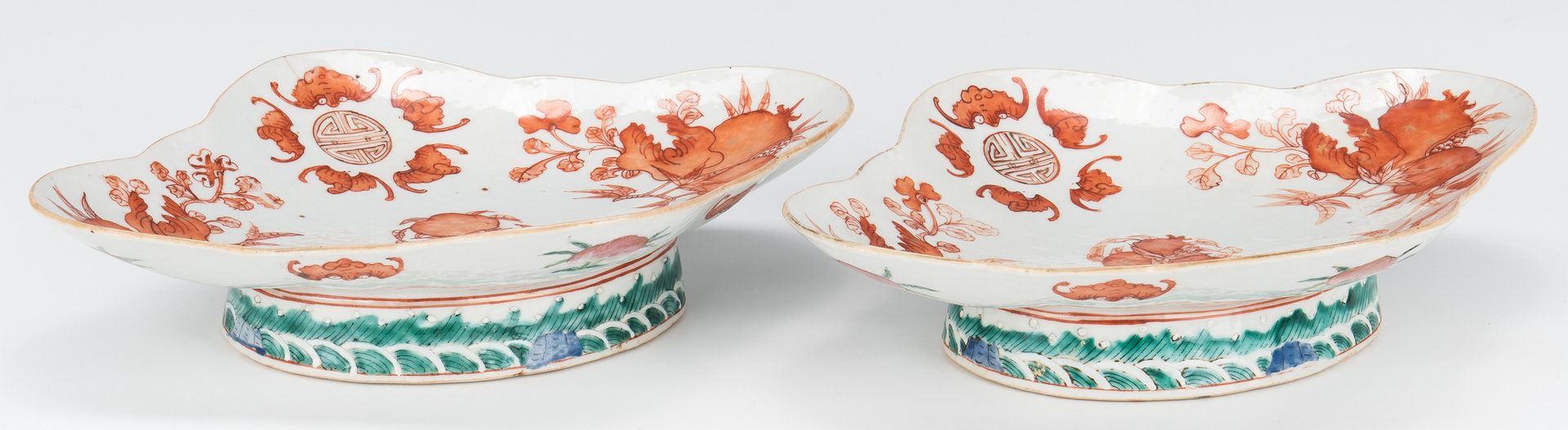 Lot 458: Pr. Chinese Famille Verte Porcelain Dishes