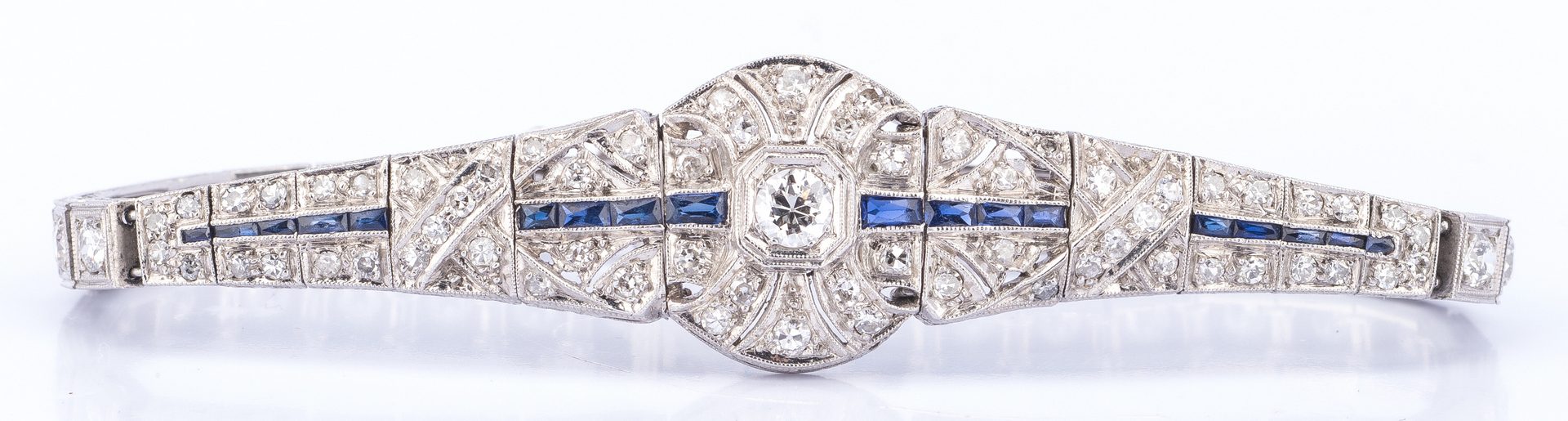 Lot 45: Art Deco Platinum Diamond Sapphire Bracelet