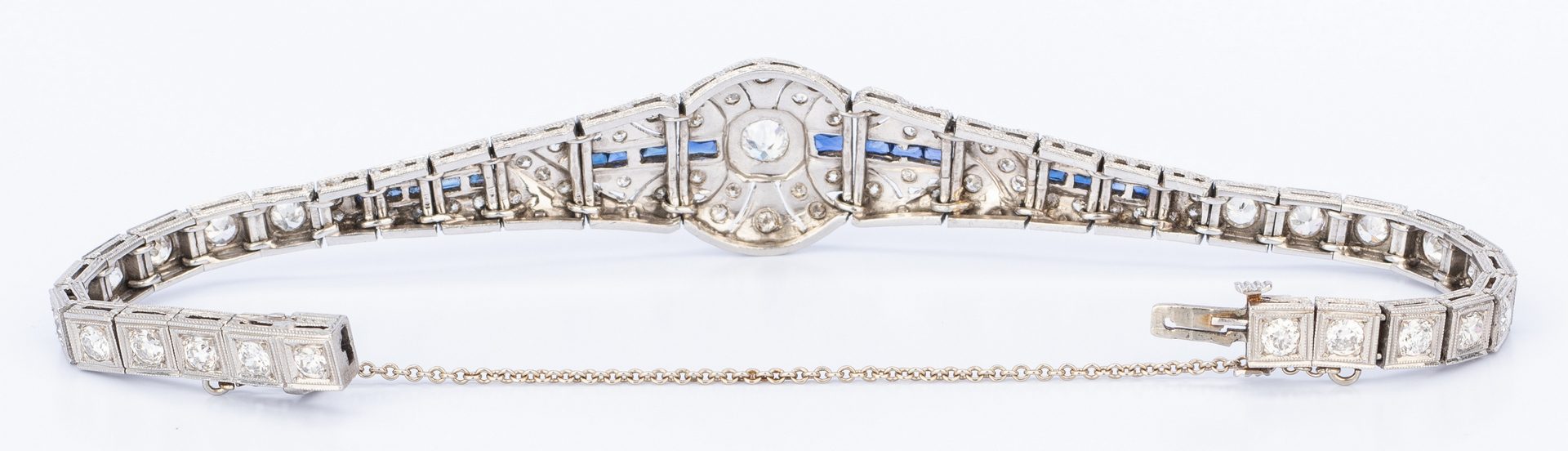 Lot 45: Art Deco Platinum Diamond Sapphire Bracelet