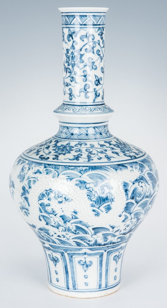 Lot 468: Chinese Blue & White Vase & White Mei Ping Vase