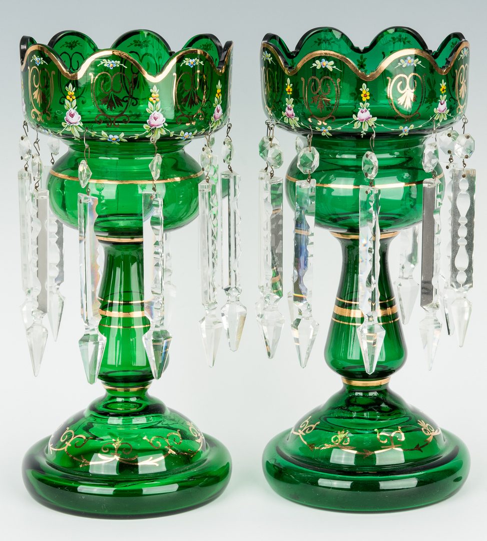 Lot 476: 2 Pair Bohemian Glass Mantel Lustres
