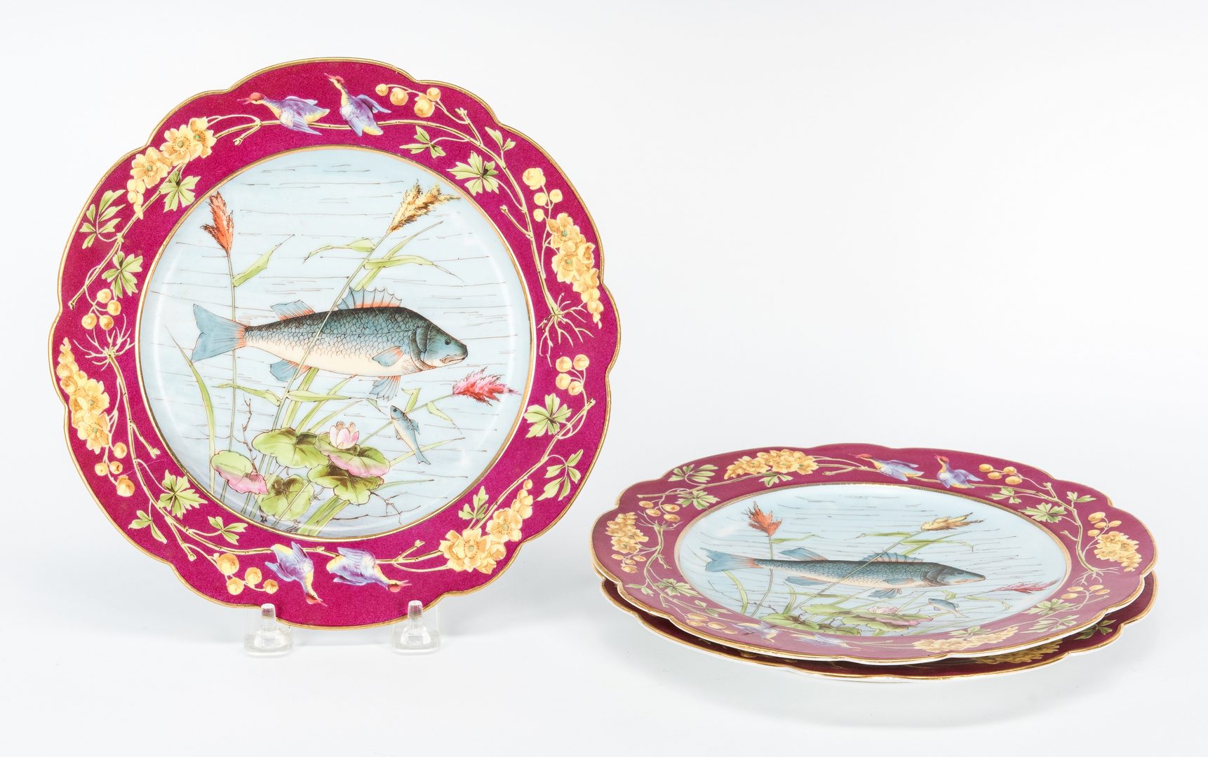 Lot 480: Austrian Porcelain Fish Plate Set, 13 pcs.