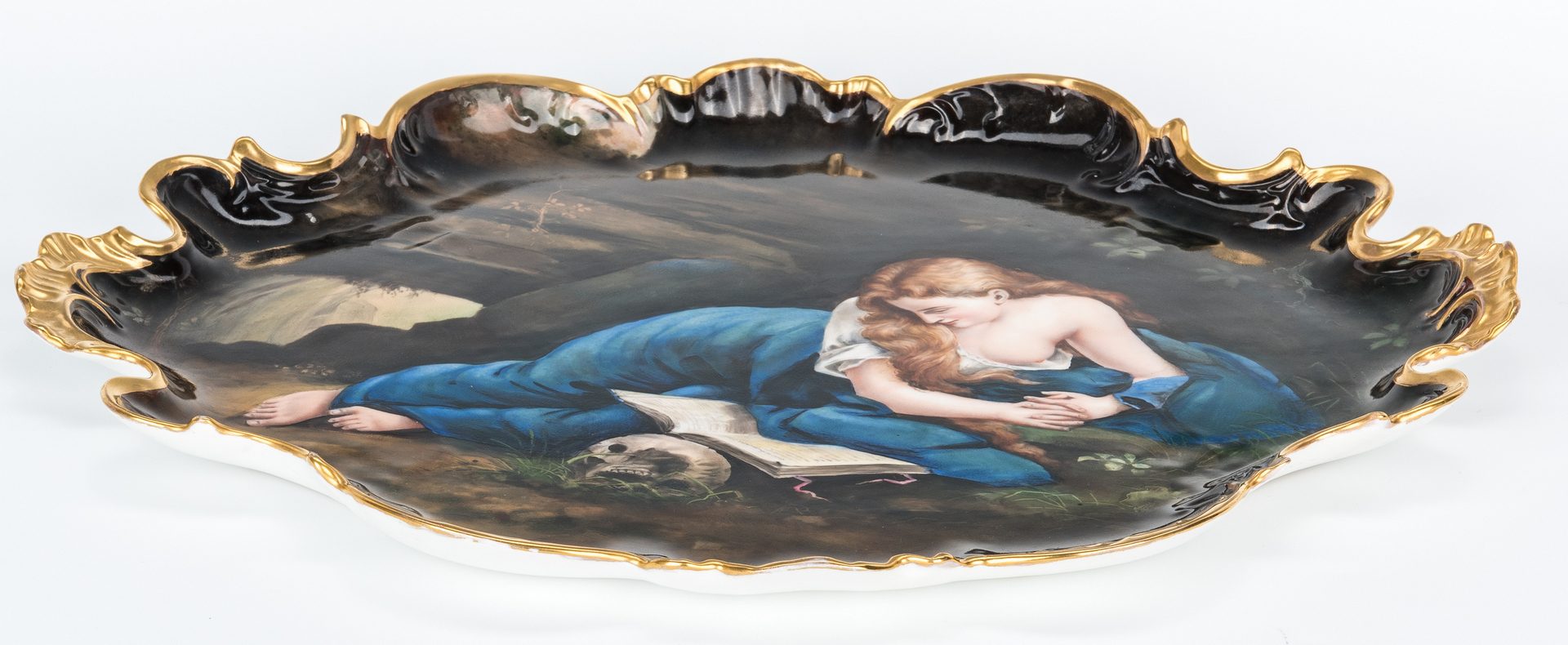 Lot 482: Limoges Plaque, Beauty with Skull