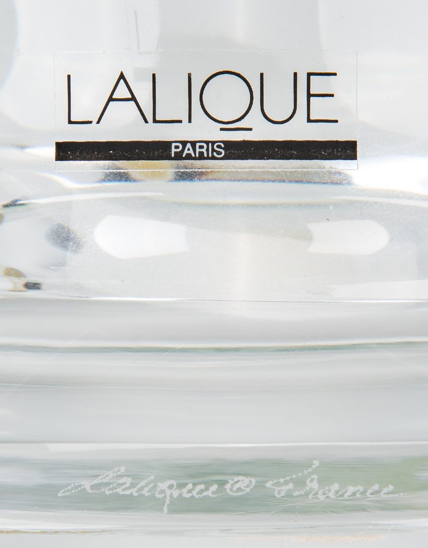 Lot 494: Lalique Green & Clear Tanega Vase