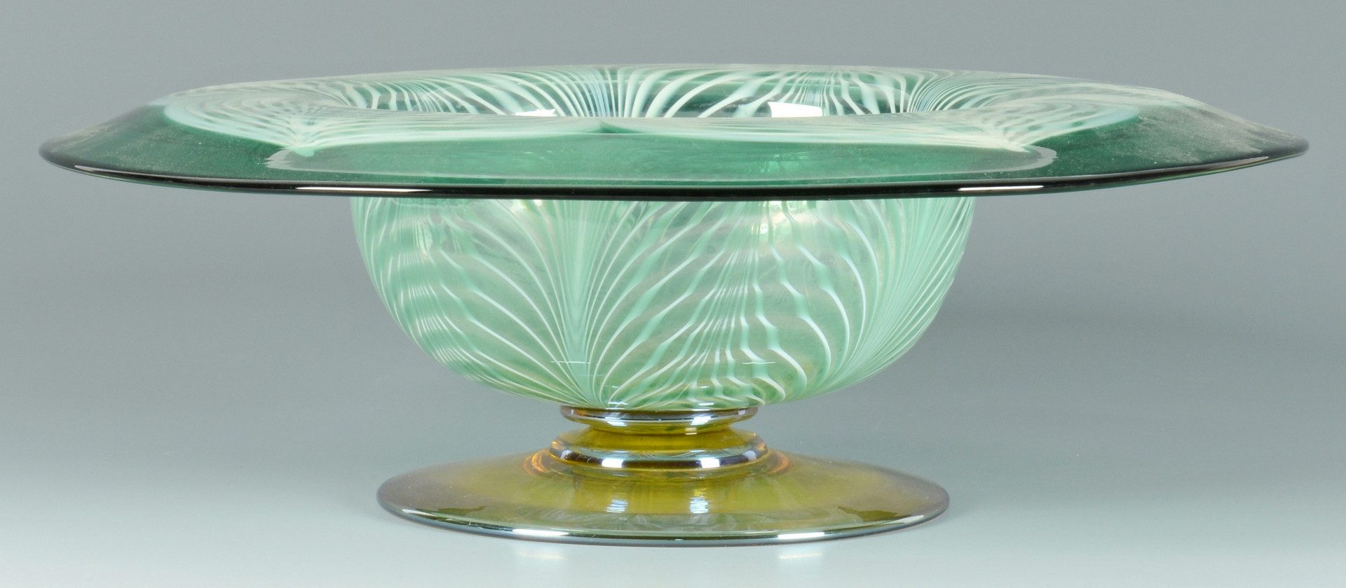 Lot 502: Large Durand Peacock Feather Compote