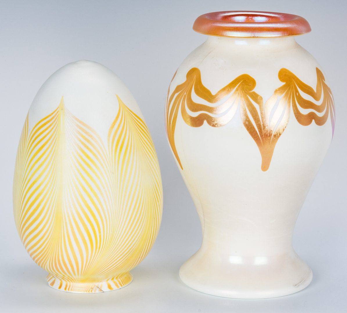 Lot 504: 2 pcs. Durand Art Glass, 2 Moorish Crackle Vases
