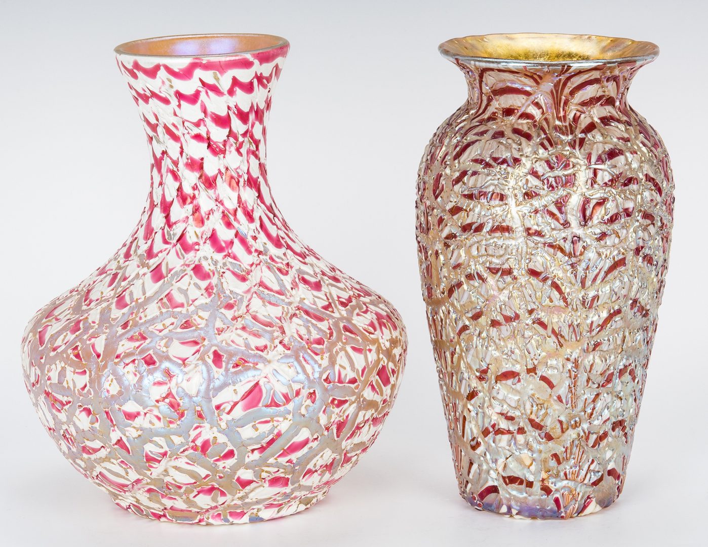 Lot 504: 2 pcs. Durand Art Glass, 2 Moorish Crackle Vases