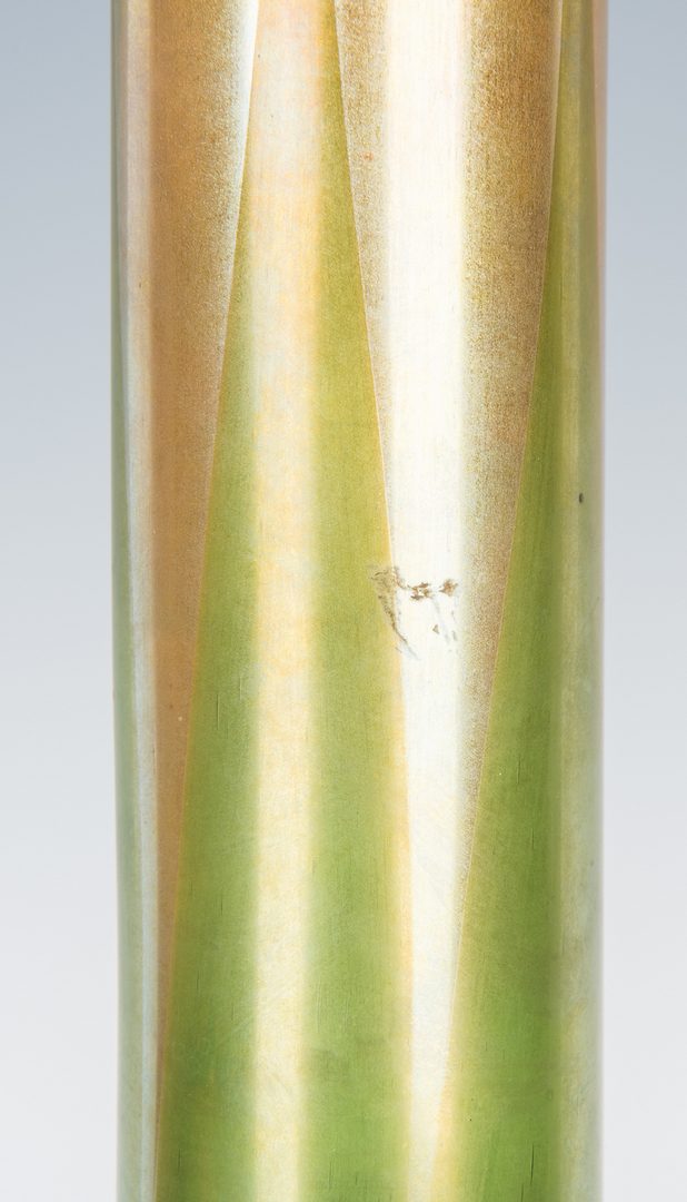 Lot 507: Large Tiffany Favrile Art Glass Vase w/ Bronze Stand