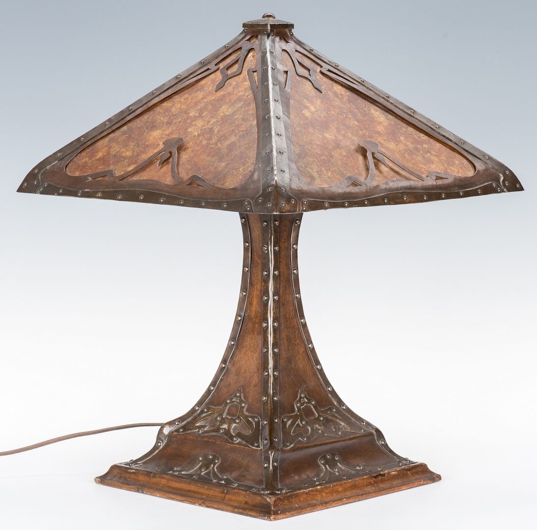 Lot 518: Arts & Crafts Hammered Copper Lamp
