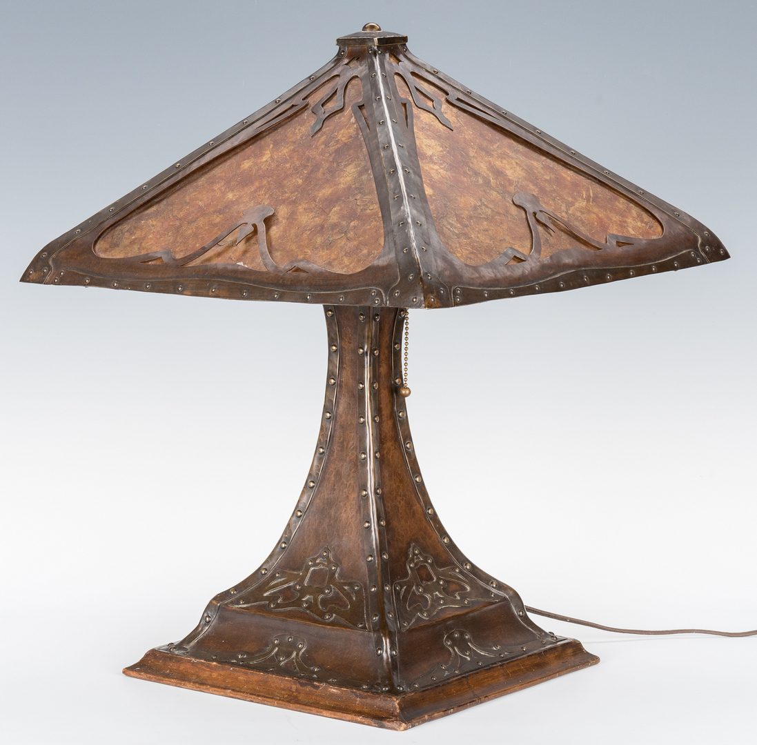 Lot 518: Arts & Crafts Hammered Copper Lamp