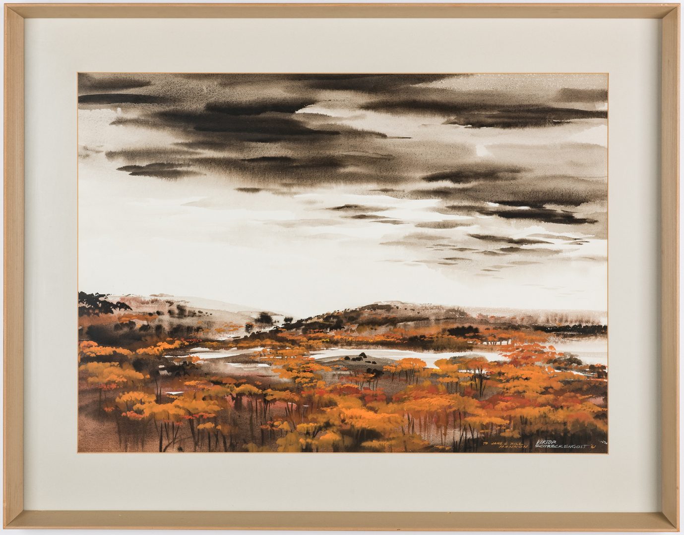 Lot 532: Victor Schreckengost Watercolor Fall Landscape