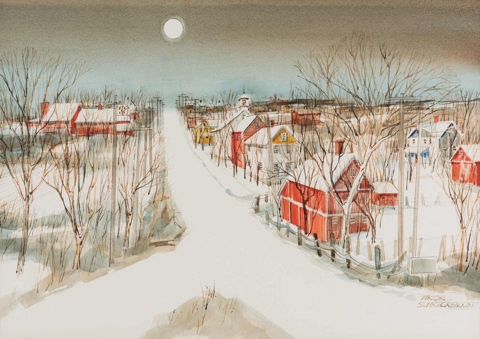 Lot 533: Victor Schreckengost w/c Snow Village