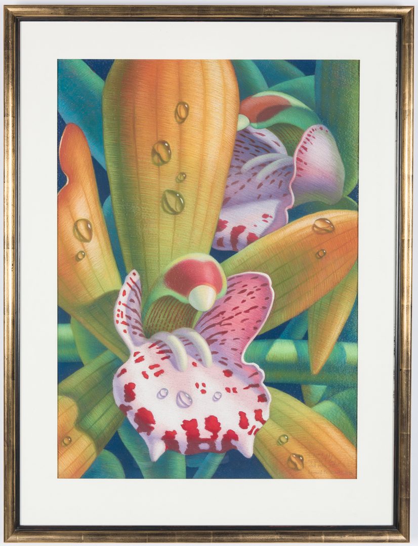 Lot 534: Leonard Koscianski Pastel Painting, Cymbidium Orchid
