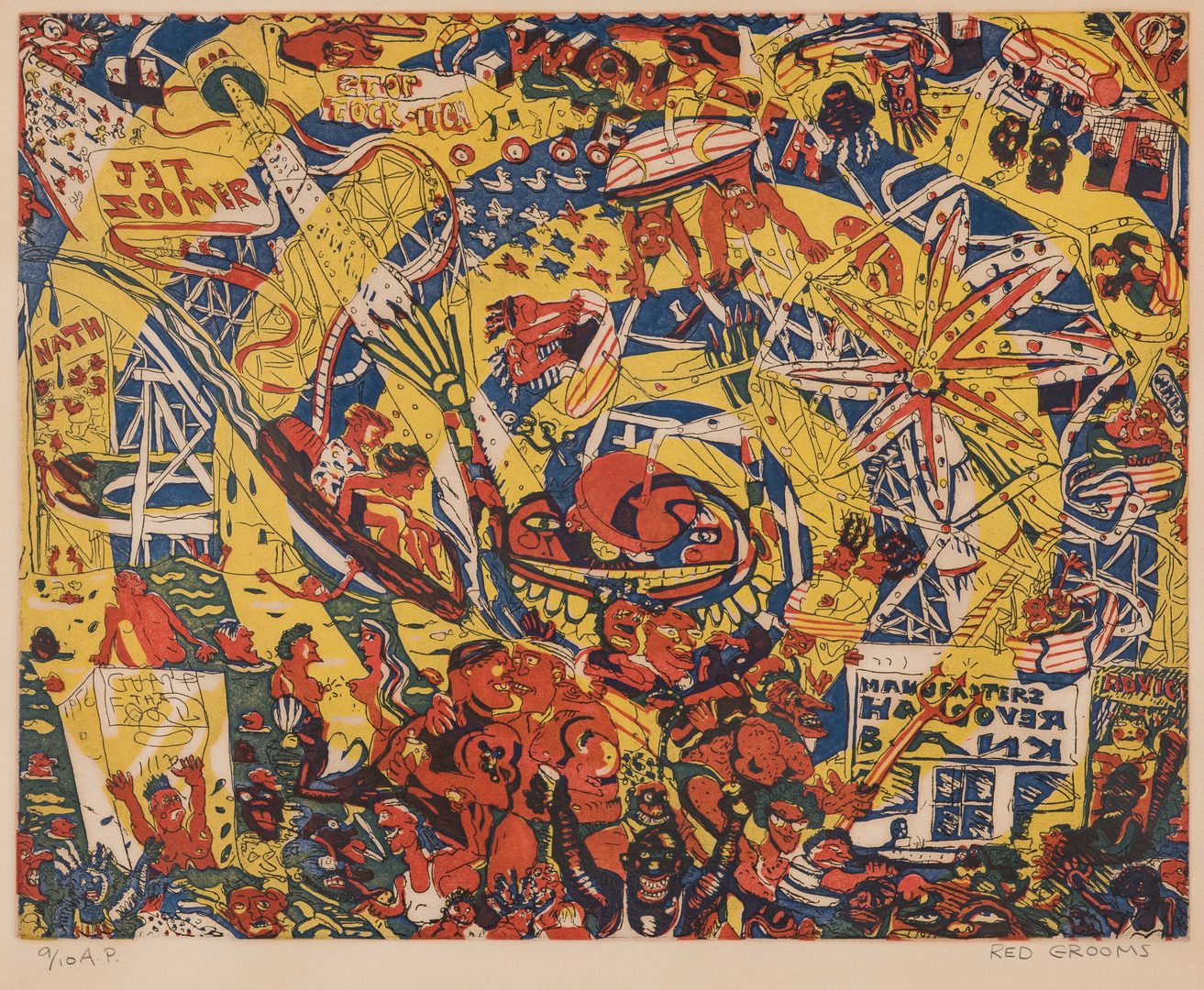 Lot 549: 2 Red Grooms Works on Paper, incl. Coney Island