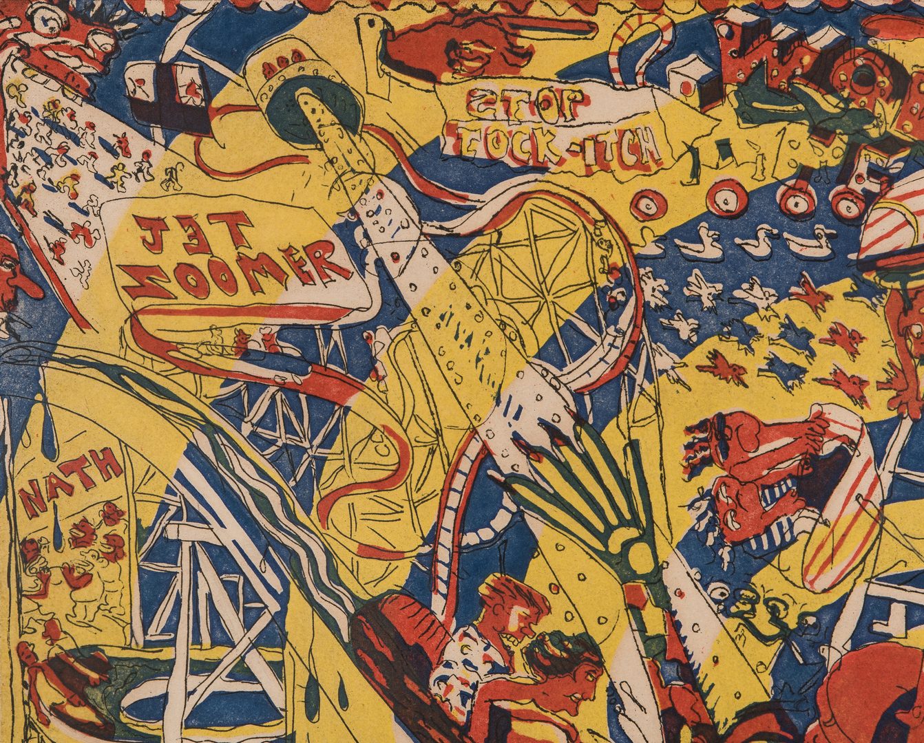 Lot 549: 2 Red Grooms Works on Paper, incl. Coney Island