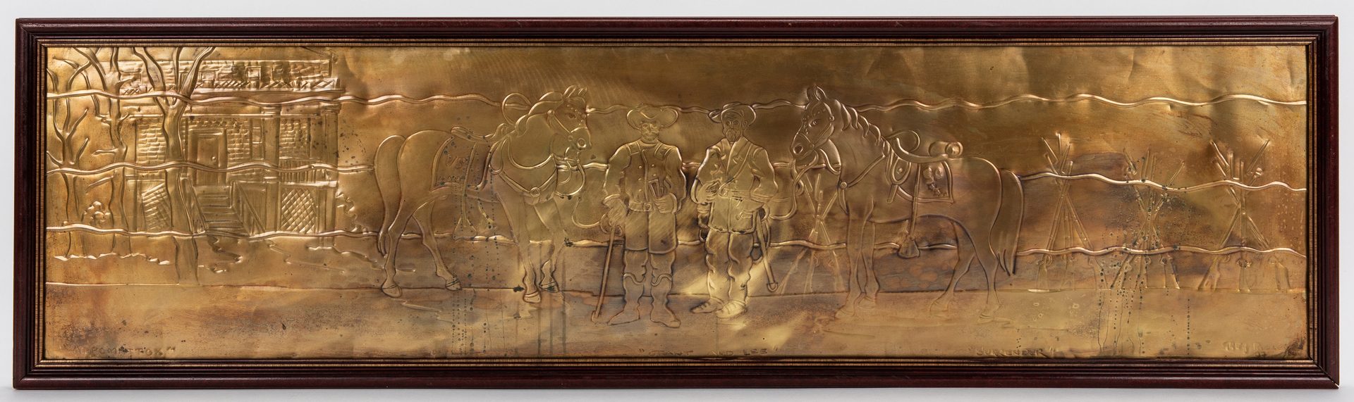 Lot 551: Greg Ridley Gilt Copper Panel, Appomattox Surrender