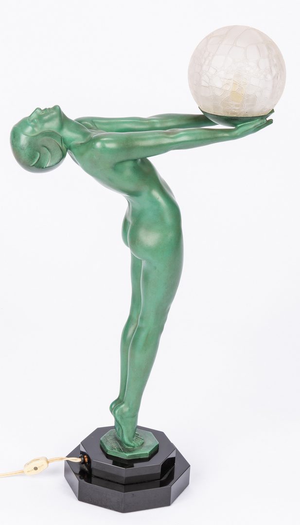 Lot 560: Le Verrier Art Deco Bronze Figural Lamp