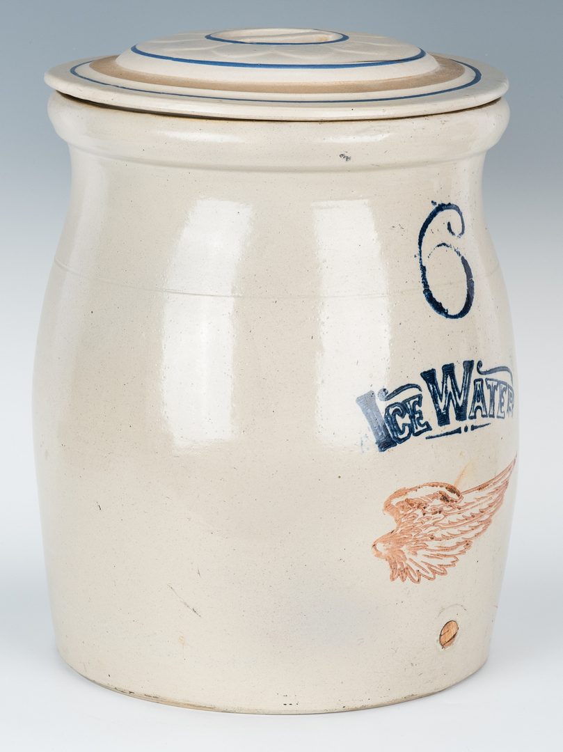 Lot 586: 6 Gal. Red Wing Stoneware Water Cooler w/ Lid